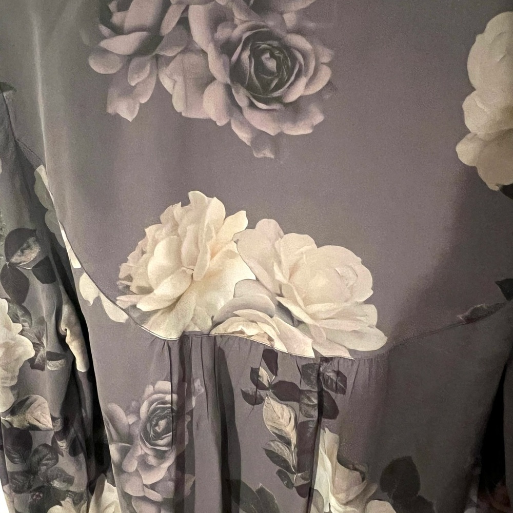 Johnny Was Gray Workshop Paris Floral Blouse with Pink Accents - Picture 6 of 11